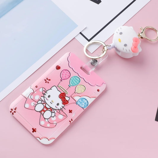 S♡nrio Plastic ID Cover w/Retractable Rubber Clip